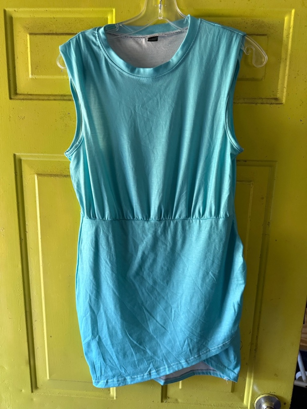 Sleeveless Aqua Blue Casual T-Shirt Dress